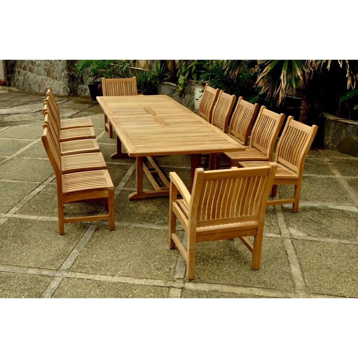 Anderson Teak Valencia Sahara 13-Pieces Rectangular Dining Set