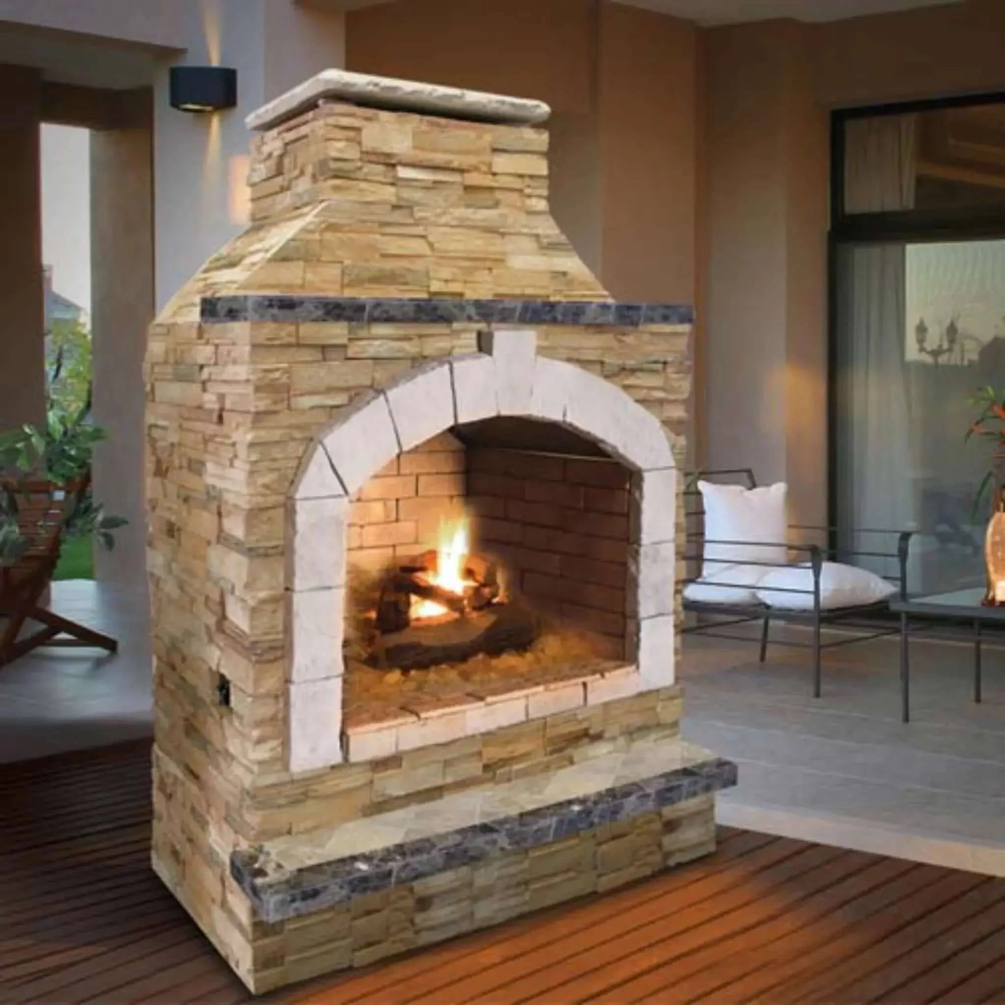 CalFlame 78" Outdoor Fireplace FRP-909-2