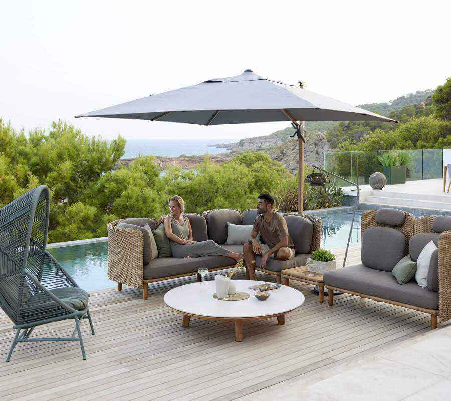 Cane-Line Arch Corner Sofa W/Low & High Backrest & Table-