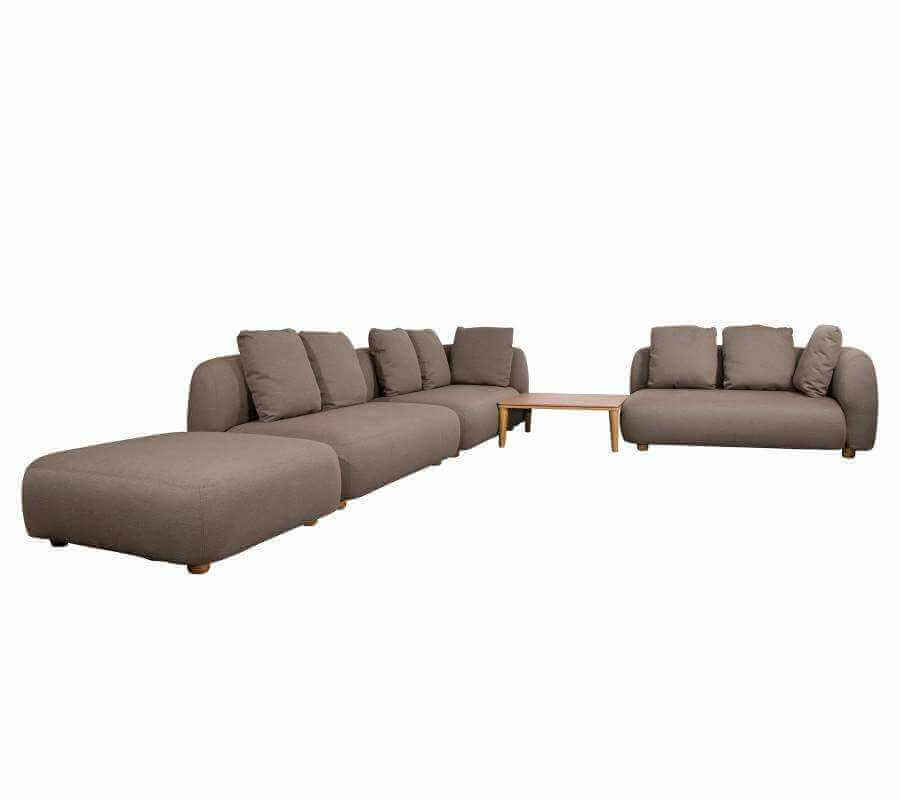 Cane-Line Capture Corner Sofa W/Table & Chaise Lounge-Taupe Cane-line AirTouch