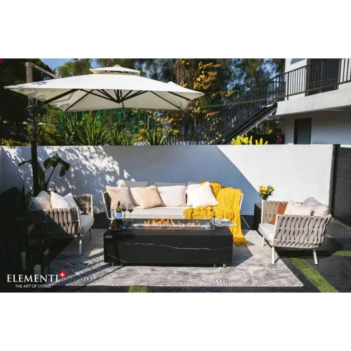 Elementi Plus Varna Marble Porcelain Fire Table