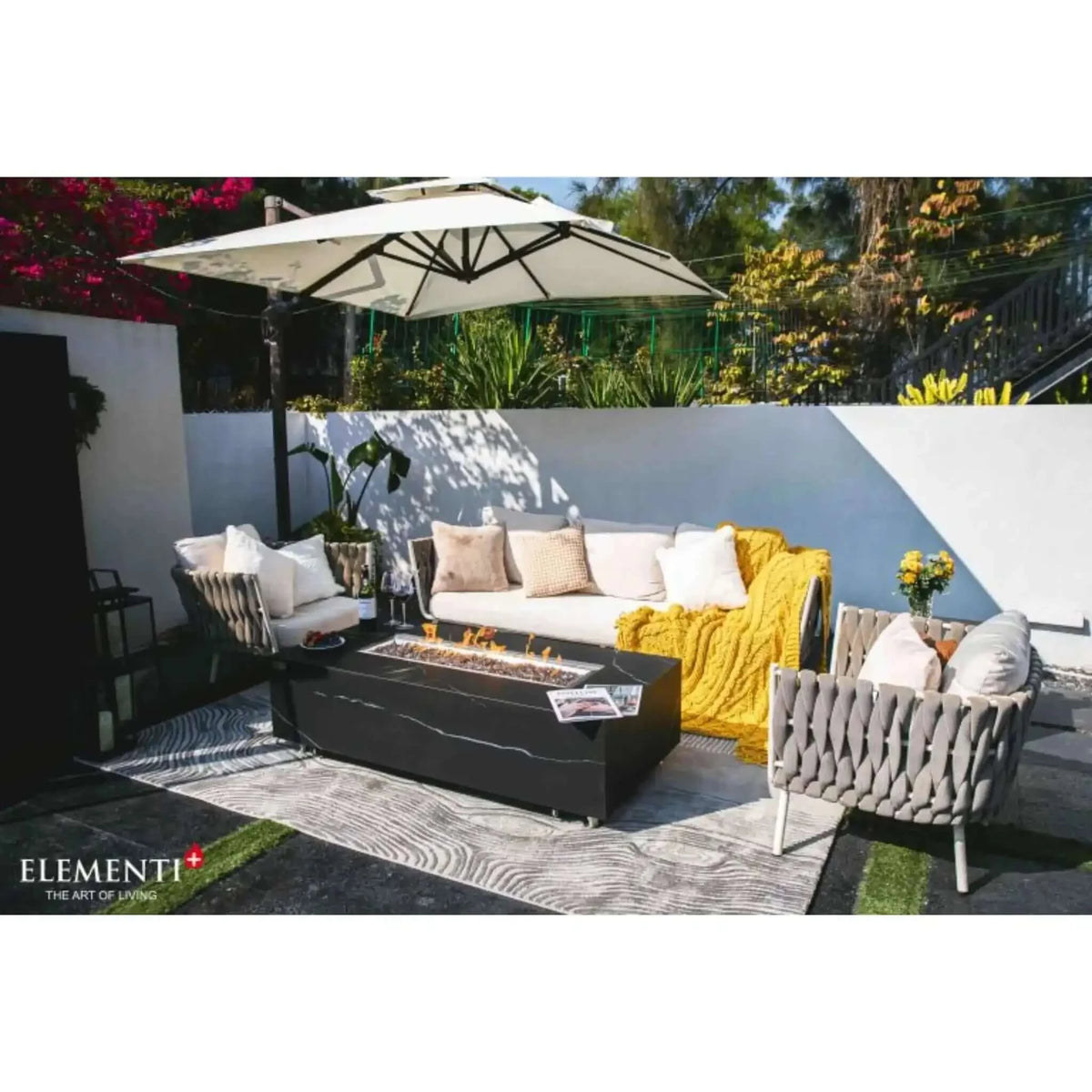 Elementi Plus Varna Marble Porcelain Fire Table