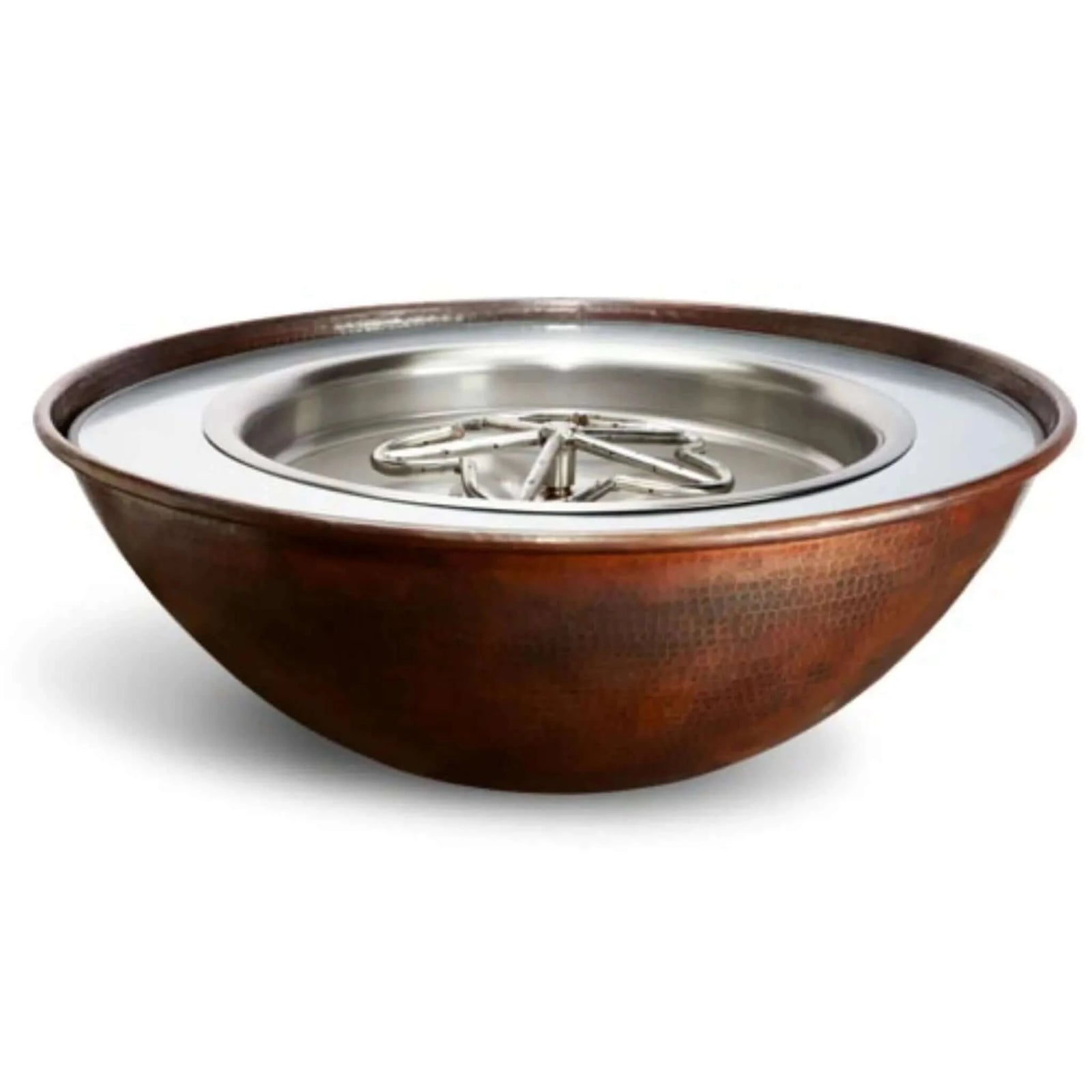 HPC Fire 31" Hammered Tempe Fire Bowl - Copper Finish, Torpedo Burner