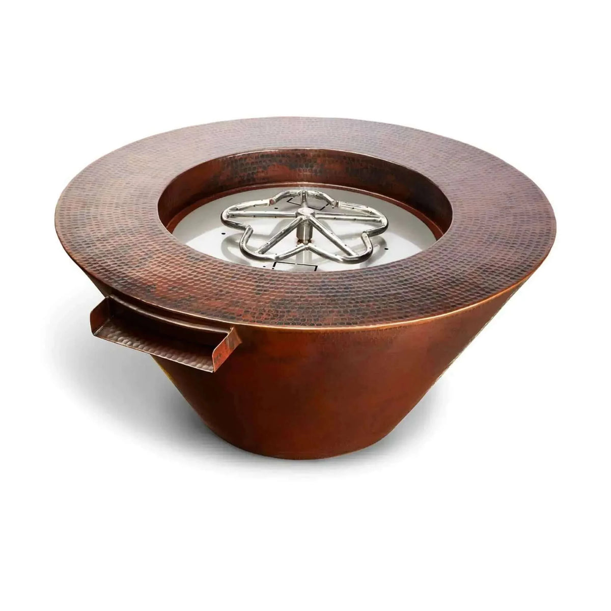 HPC Fire 32" Hammered Mesa Fire & Water Bowl - Copper Finish, Torpedo Burner