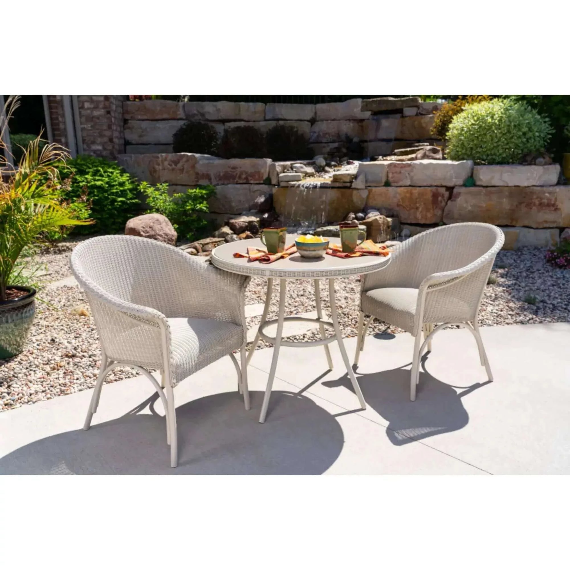 Lloyd Flanders All Seasons 33" Round Bistro Table with Taupe Glass