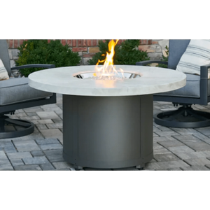 Outdoor GreatRoom Beacon Round Gas Fire Pit Table-Marbleized Noche