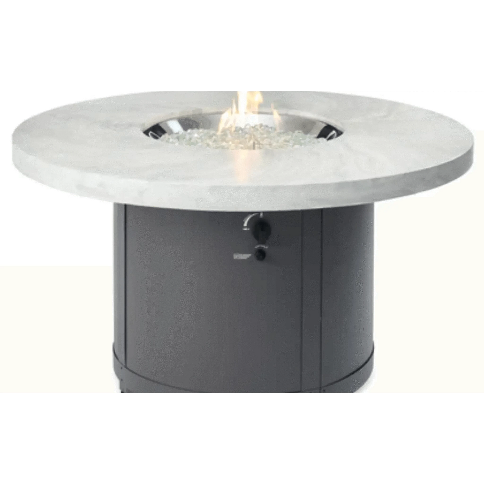 Outdoor GreatRoom Beacon Round Gas Fire Pit Table-White Onyx