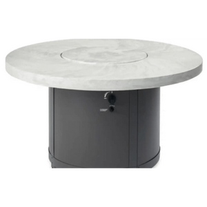 Outdoor GreatRoom Beacon Round Gas Fire Pit Table-White Onyx
