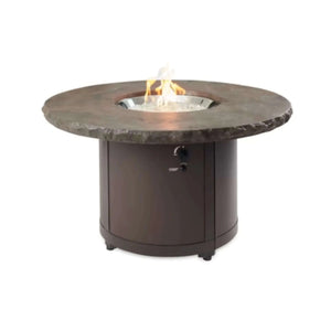 Outdoor GreatRoom Beacon Round Gas Fire Pit Table-Marbleized Noche