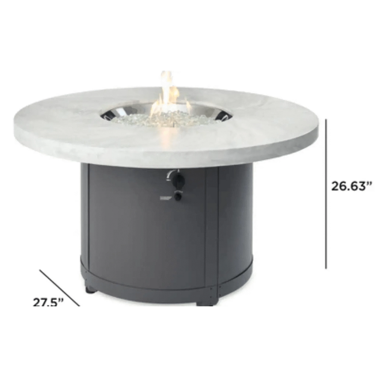 Outdoor GreatRoom Beacon Round Gas Fire Pit Table-White Onyx