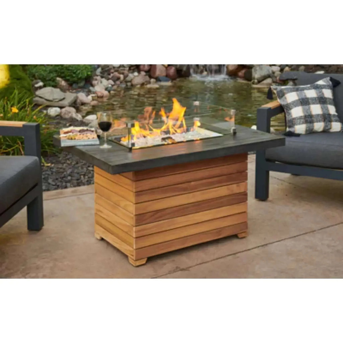 Outdoor GreatRoom Darien Rectangular Gas Fire Pit Table-Everblend