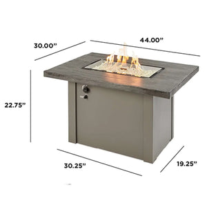 Outdoor GreatRoom Havenwood Rectangular Gas Fire Pit Table-Stone Grey/Grey