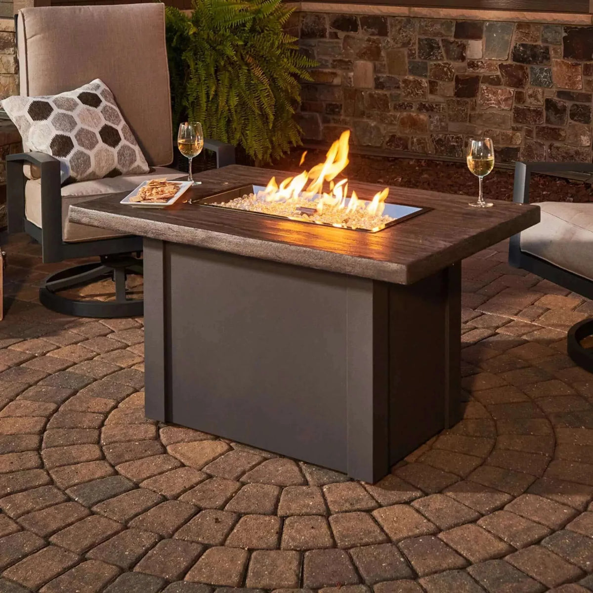 Outdoor GreatRoom Havenwood Rectangular Gas Fire Pit Table-Driftwood/Grey