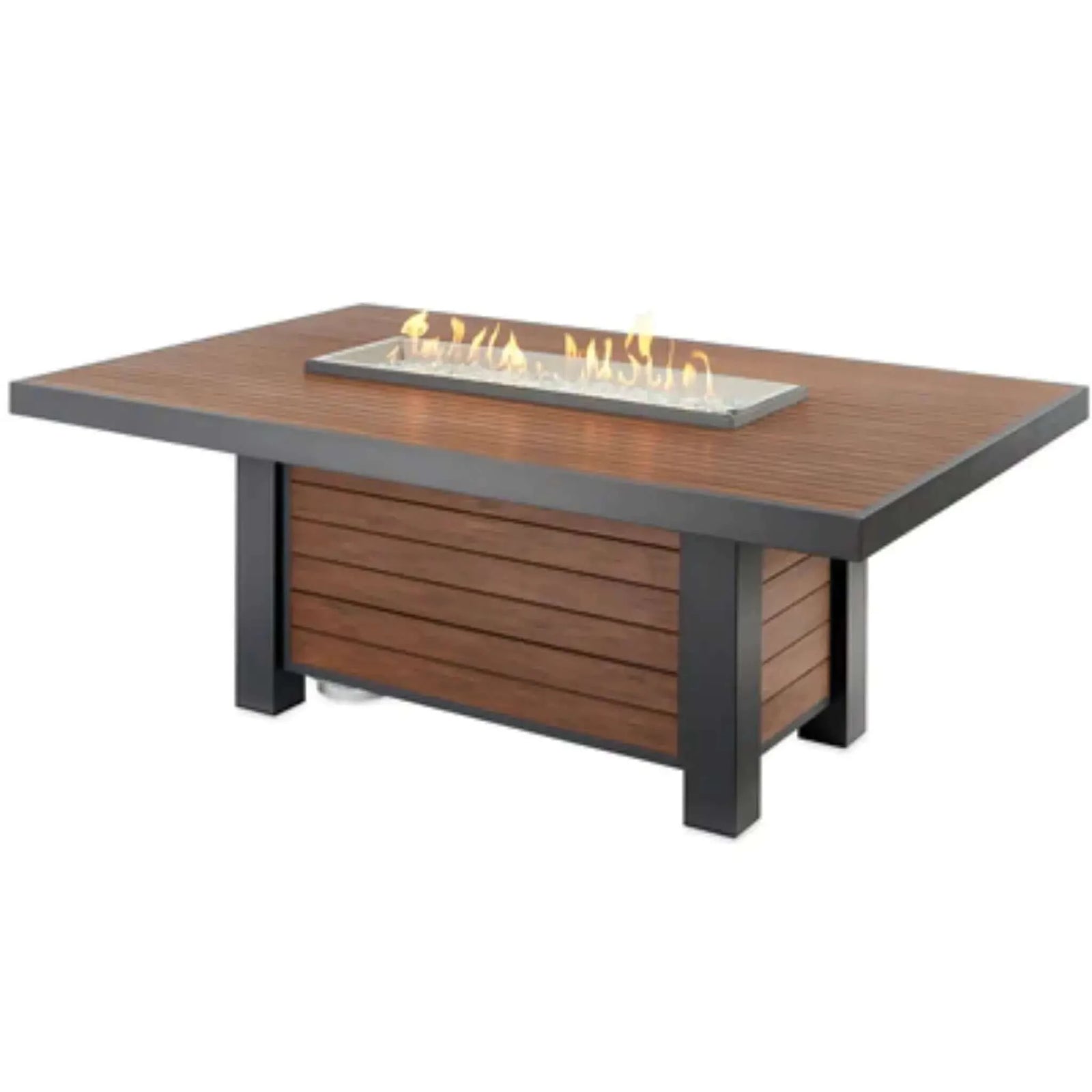 Outdoor GreatRoom Kenwood Linear Dining Height Gas Fire Pit Table-Liquid Propane