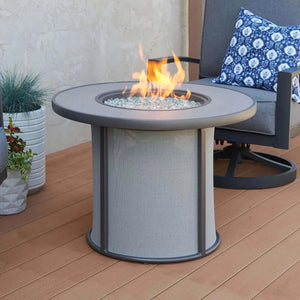 Outdoor GreatRoom Stonefire Round Gas Fire Pit Table-Grey