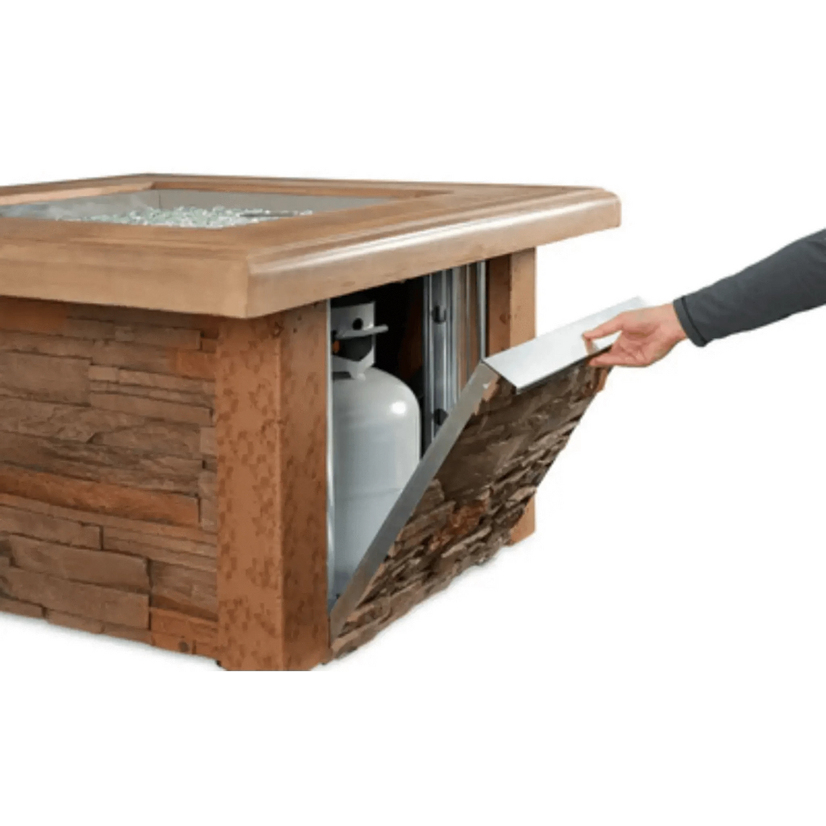 Outdoor GreatRoom Sierra Square Gas Fire Pit Table-Natural Gas