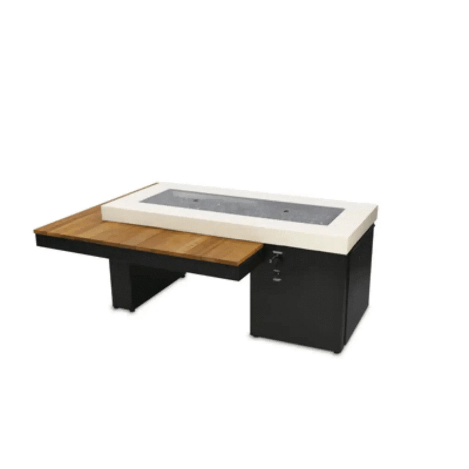 Outdoor GreatRoom Uptown Linear Gas Fire Pit Table-Iroko