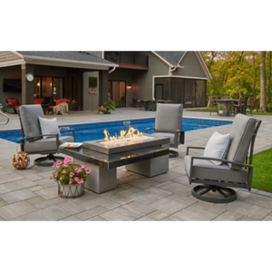 Outdoor GreatRoom Uptown Linear Gas Fire Pit Table-Iroko