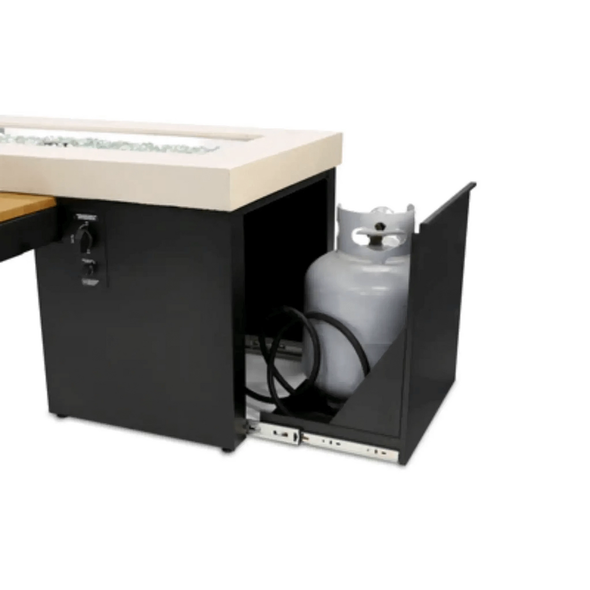 Outdoor GreatRoom Uptown Linear Gas Fire Pit Table-Iroko