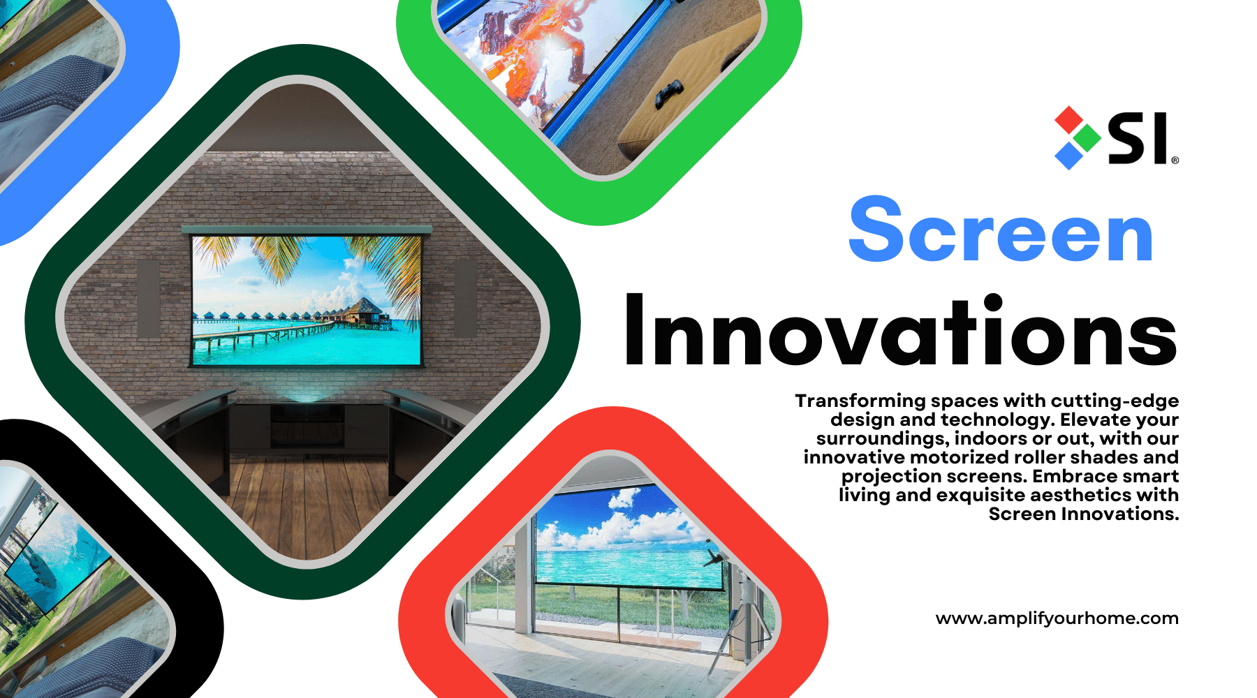 Screen Innovations Solo 3 Indoor Series 16:9 Motorized Screen (External ...
