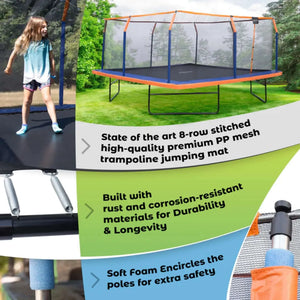 Machrus Upper Bounce Square Trampoline Set with Premium Enclosure and Safety Pad