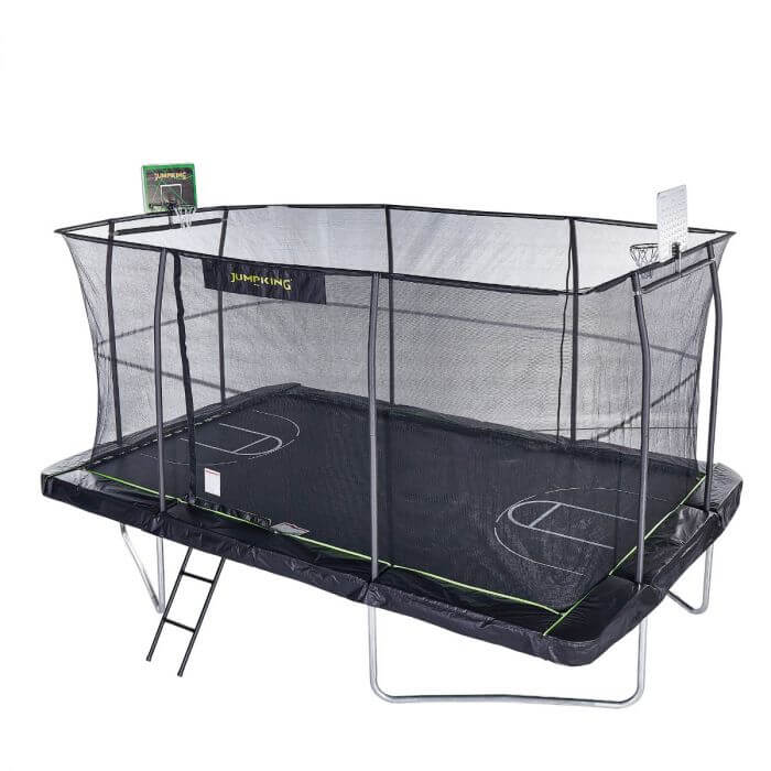 JumpKing 10' X 15' Rectangular Trampoline with Basketball Hoop and Ladder