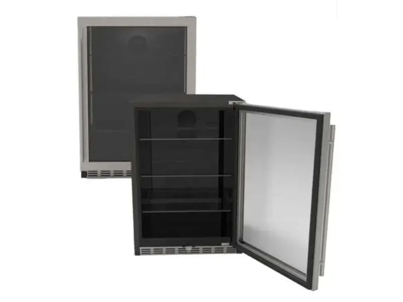 Summerset 24" 5.1c Outdoor Rated Fridge w/Glass Door and Glass Shelves