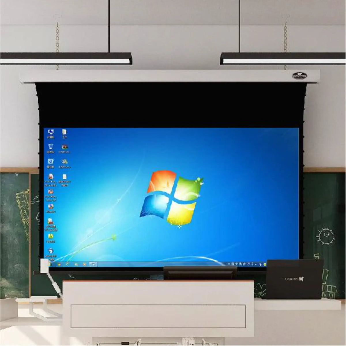VIVIDSTORM White Cinema Slimline Motorized Tension Projector Screen
