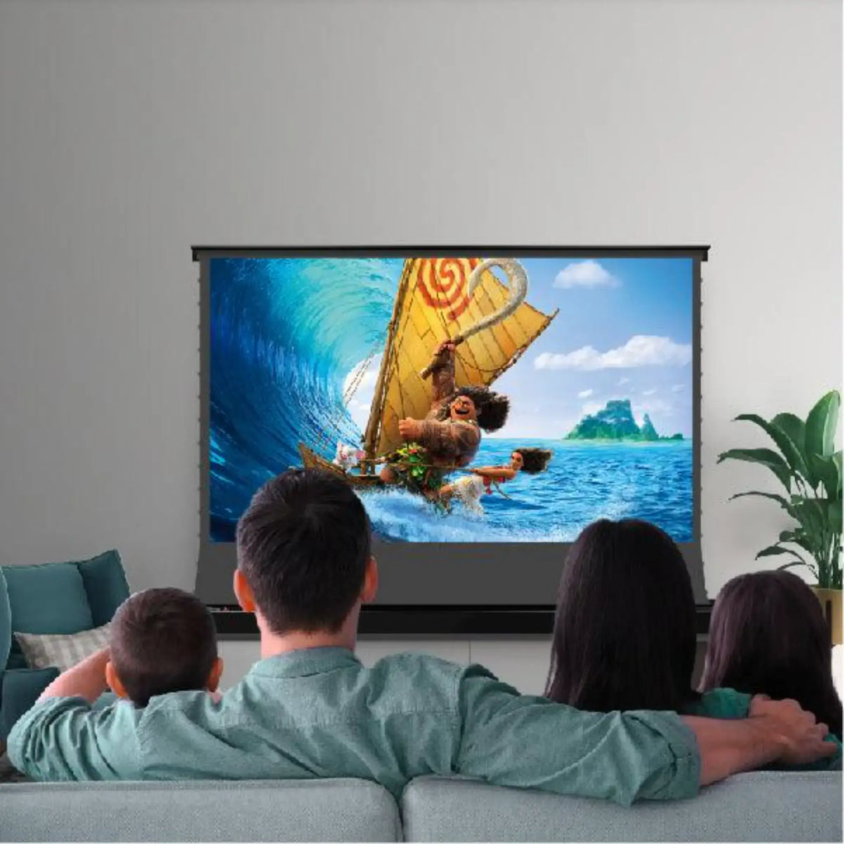 VIVIDSTORM S ALR P Motorized Tension Floor Rising Obsidian Long Throw ALR Perforated Projector Screen