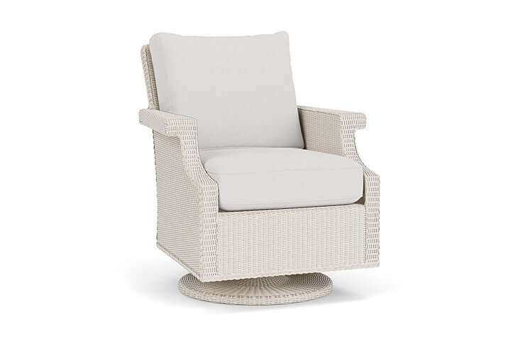Lloyd Flanders Hamptons Swivel Rocker Lounge Chair Antique White