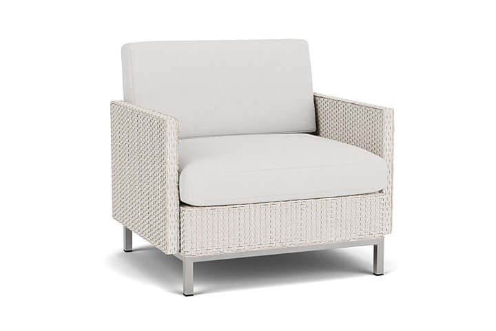 Lloyd Flanders Elements Lounge Chair with Loom Arms and Back Antique White