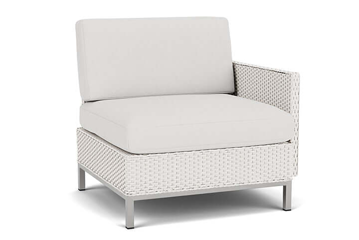 Lloyd Flanders Elements Left Arm Lounge Chair with Loom Arm and Back White