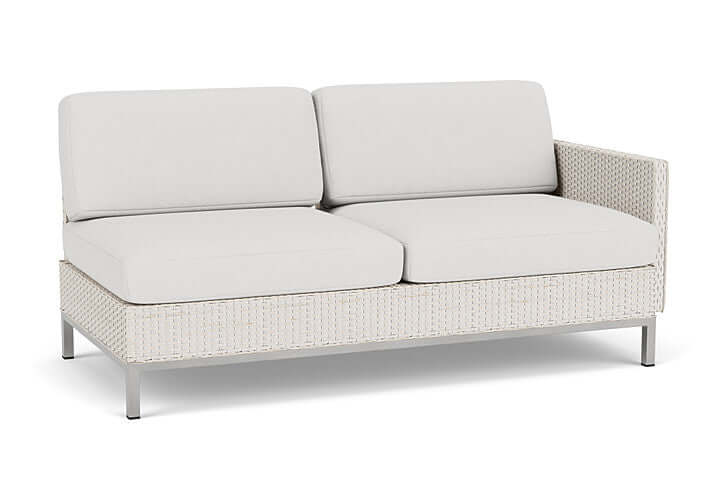 Lloyd Flanders Elements Left Arm Settee with Loom Arm and Back Antique White