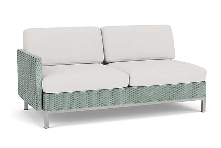Lloyd Flanders Elements Right Arm Settee with Loom Arm and Back Sea Glass