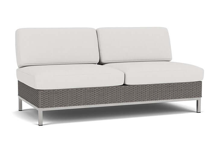 Lloyd Flanders Elements Armless Settee with Loom Back Pewter