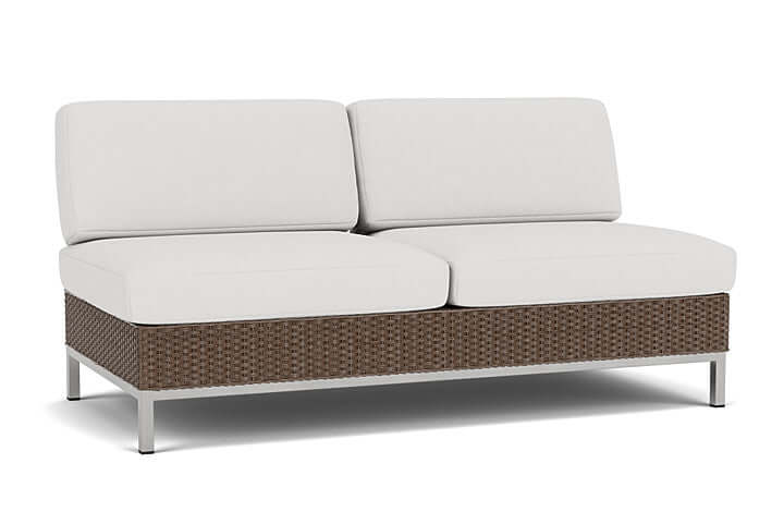 Lloyd Flanders Elements Armless Settee with Loom Back Bark