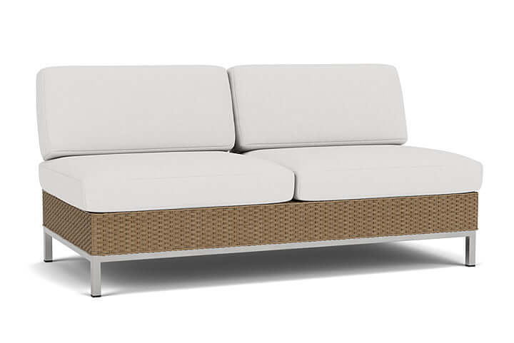 Lloyd Flanders Elements Armless Settee with Loom Back Fawn