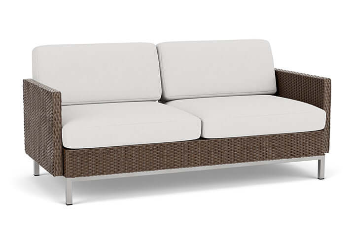 Lloyd Flanders Elements Settee with Loom Arms and Back Bark
