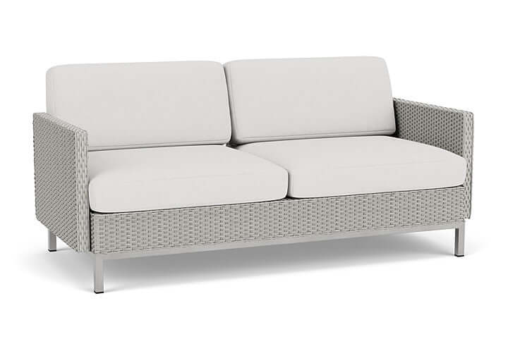 Lloyd Flanders Elements Settee with Loom Arms and Back Platinum