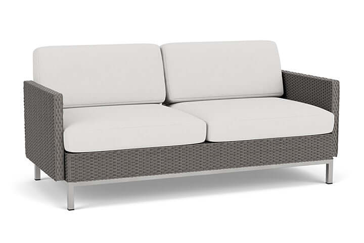 Lloyd Flanders Elements Settee with Loom Arms and Back Pewter