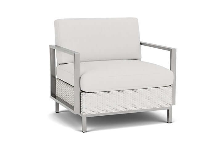 Lloyd Flanders Elements Lounge Chair with Stainless Steel Arms and Back Matte White