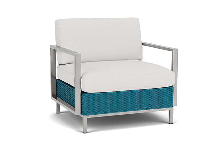 Lloyd Flanders Elements Lounge Chair with Stainless Steel Arms and Back Peacock