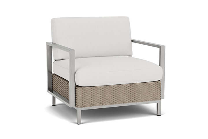 Lloyd Flanders Elements Lounge Chair with Stainless Steel Arms and Back French Beige