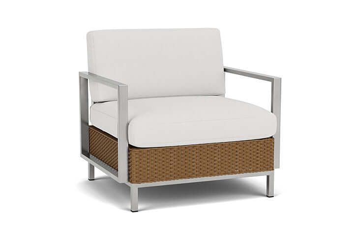 Lloyd Flanders Elements Lounge Chair with Stainless Steel Arms and Back Hickory