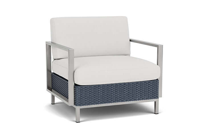 Lloyd Flanders Elements Lounge Chair with Stainless Steel Arms and Back Denim Blue