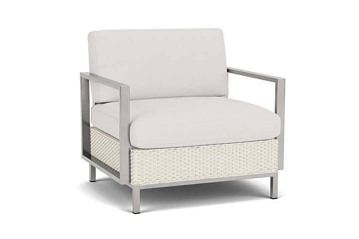 Lloyd Flanders Elements Lounge Chair with Stainless Steel Arms and Back Ivory