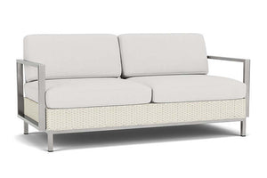 Lloyd Flanders Elements Settee with Stainless Steel Arms and Back Ivory