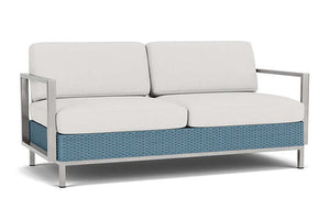 Lloyd Flanders Elements Settee with Stainless Steel Arms and Back Stillwater