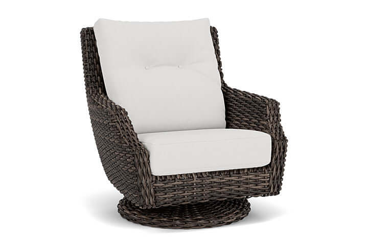 Lloyd Flanders Largo High Back Swivel Rocker Lounge Chair Vintage Oak