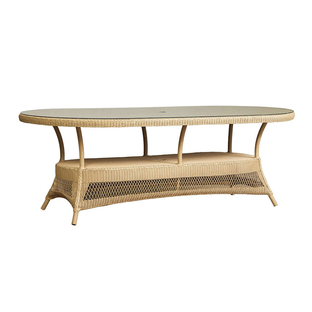 Lloyd Flanders Universal Loom 85" Oval Umbrella Dining Table